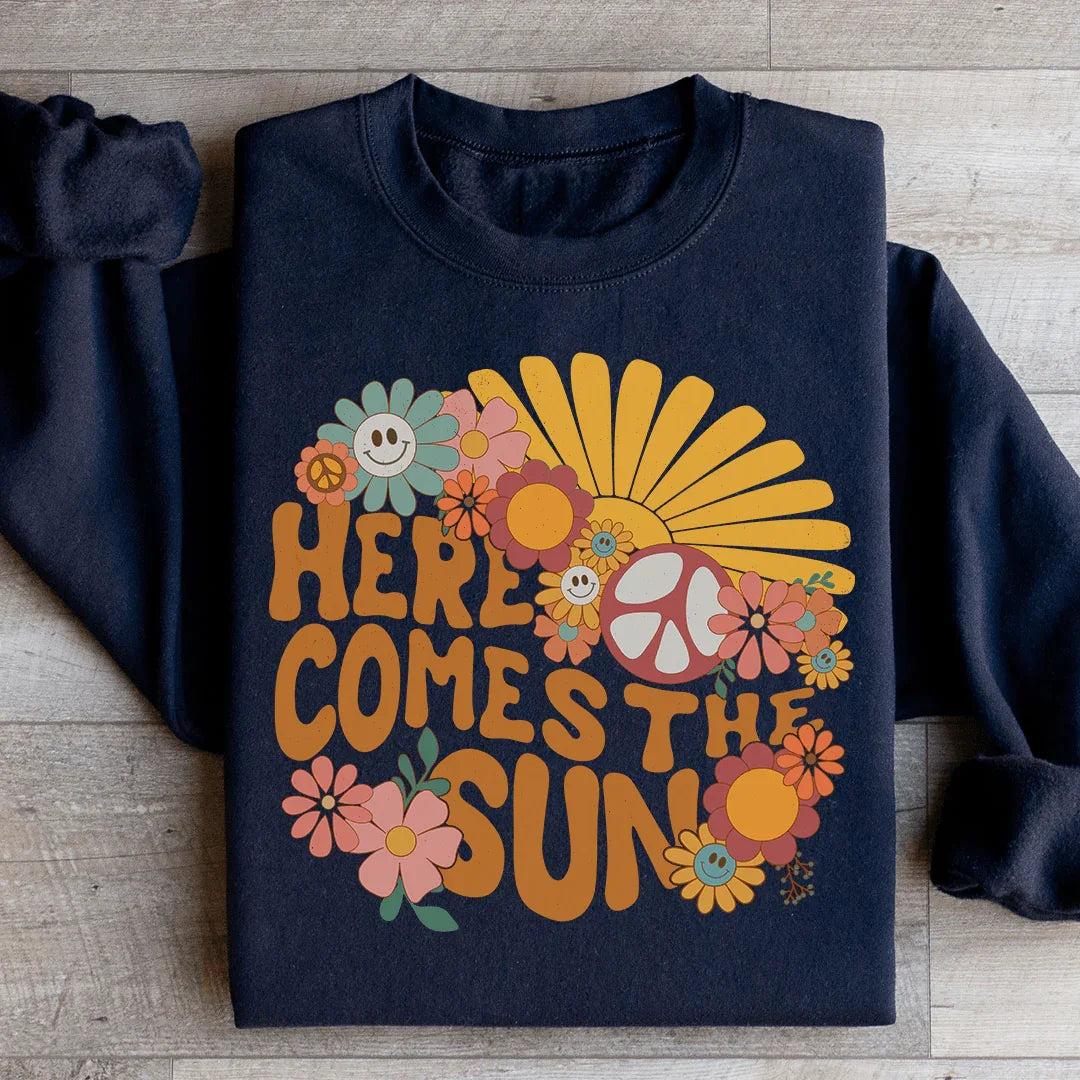 Here Comes The Sun Floral Retro Sweatshirt