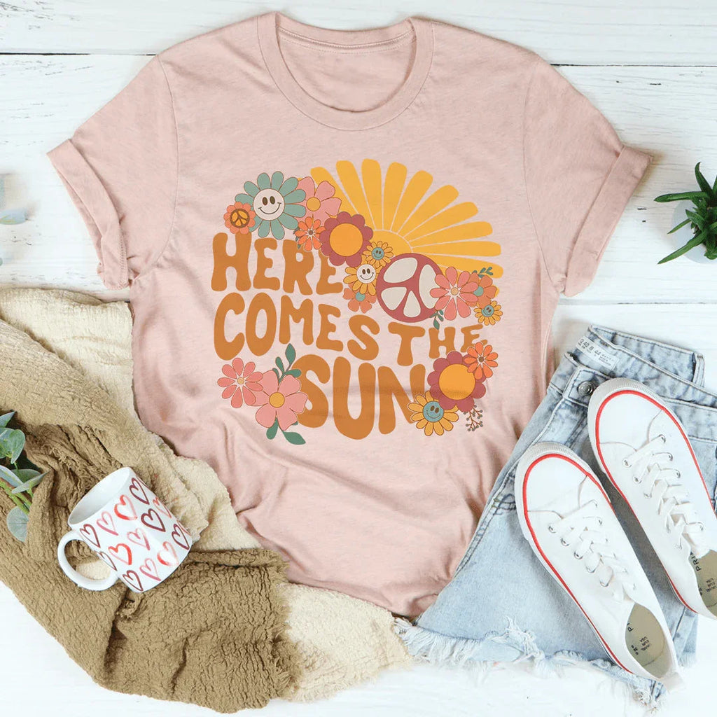 Here Comes The Sun Floral Retro Tee
