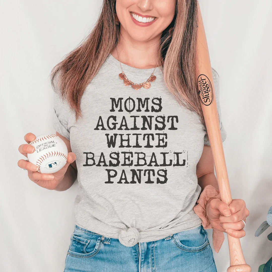 Moms Against White Baseball Pants Tee