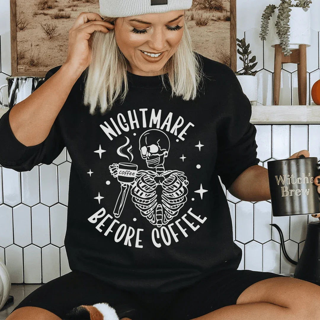 Nightmare Before Coffee Skeleton Sweatshirt