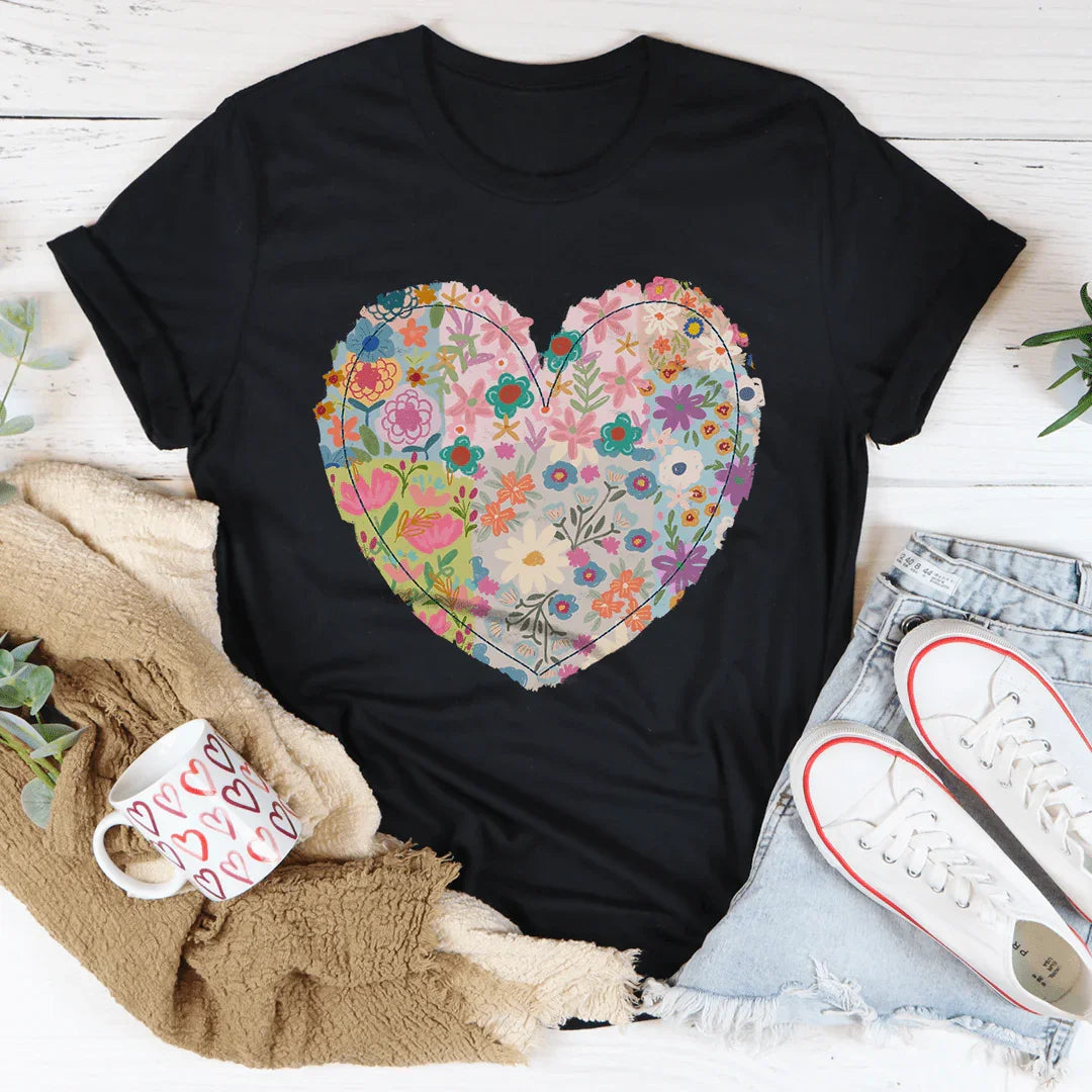 Patch Work Floral Heart Tee